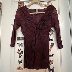 Purple V Neck Ruched Blouse | Whimsigoth Grunge Fairycore 90s Y2K